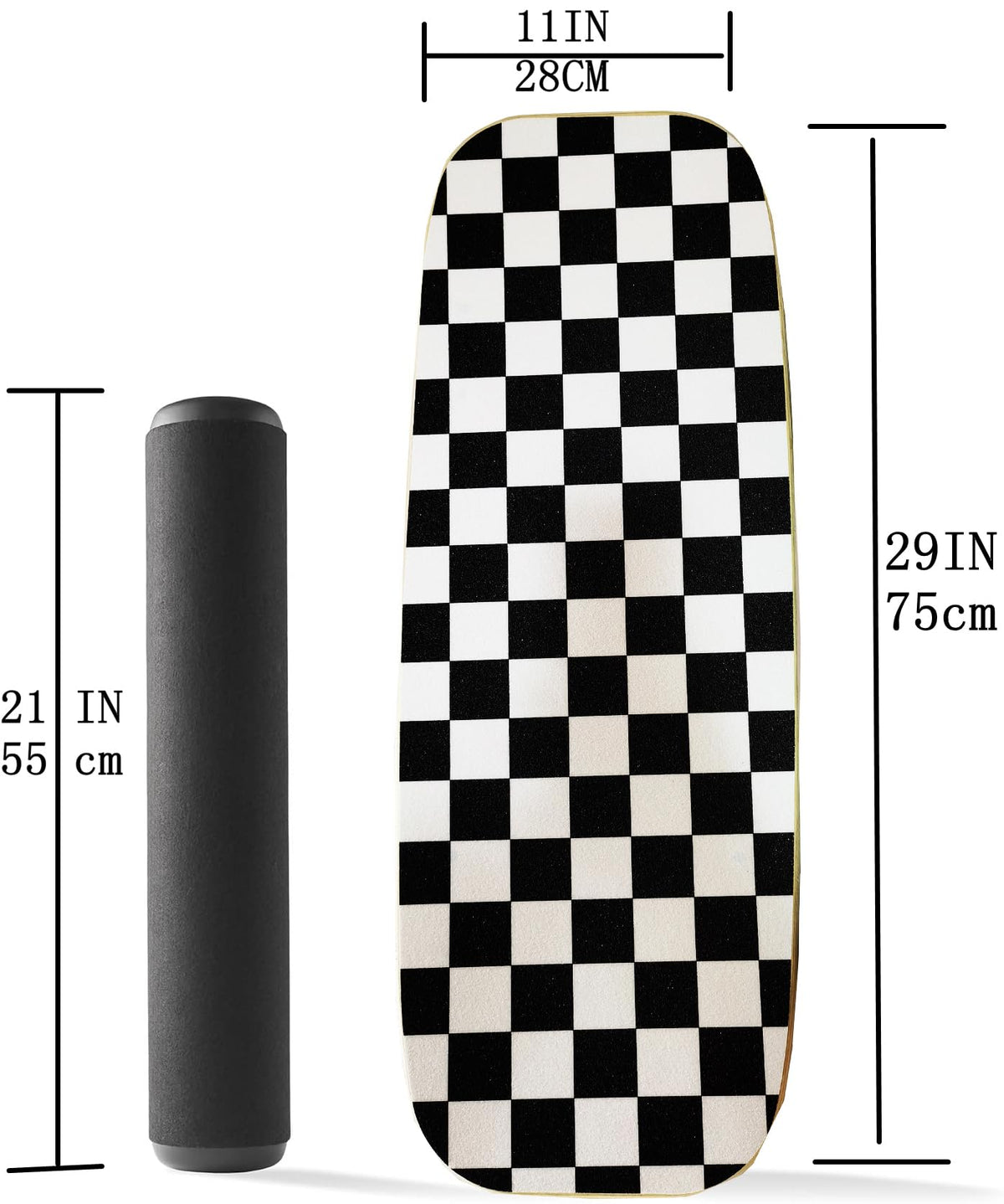 Balance Board Surf Trainer with Adjustable Stoppers - 2 Different Distance Options Balance Board for Surfing, Snowboarding, Skiing, Skateboarding, 300lbs Capacity (check)