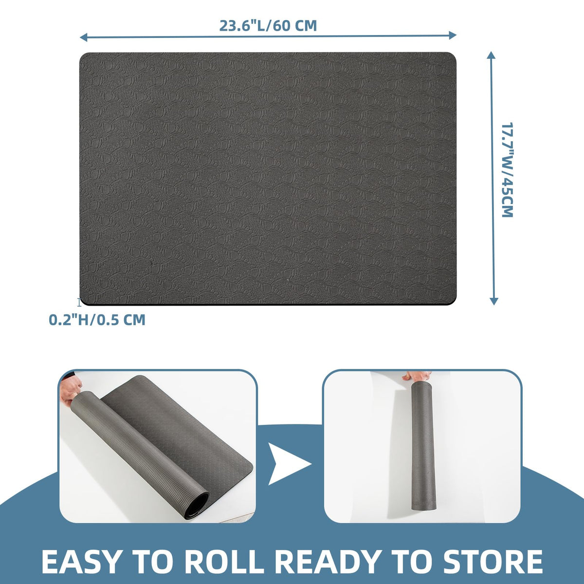 Non-Slip Workout Mat for Under Desk Ellipticals,Thicker & Quieter,23.6x17.7x0.2",Suitable for Ellipse Leg Exerciser, Foot & Leg Pedal Exerciser for Seniors Fitness, Floor Protection,Enhanced Stability