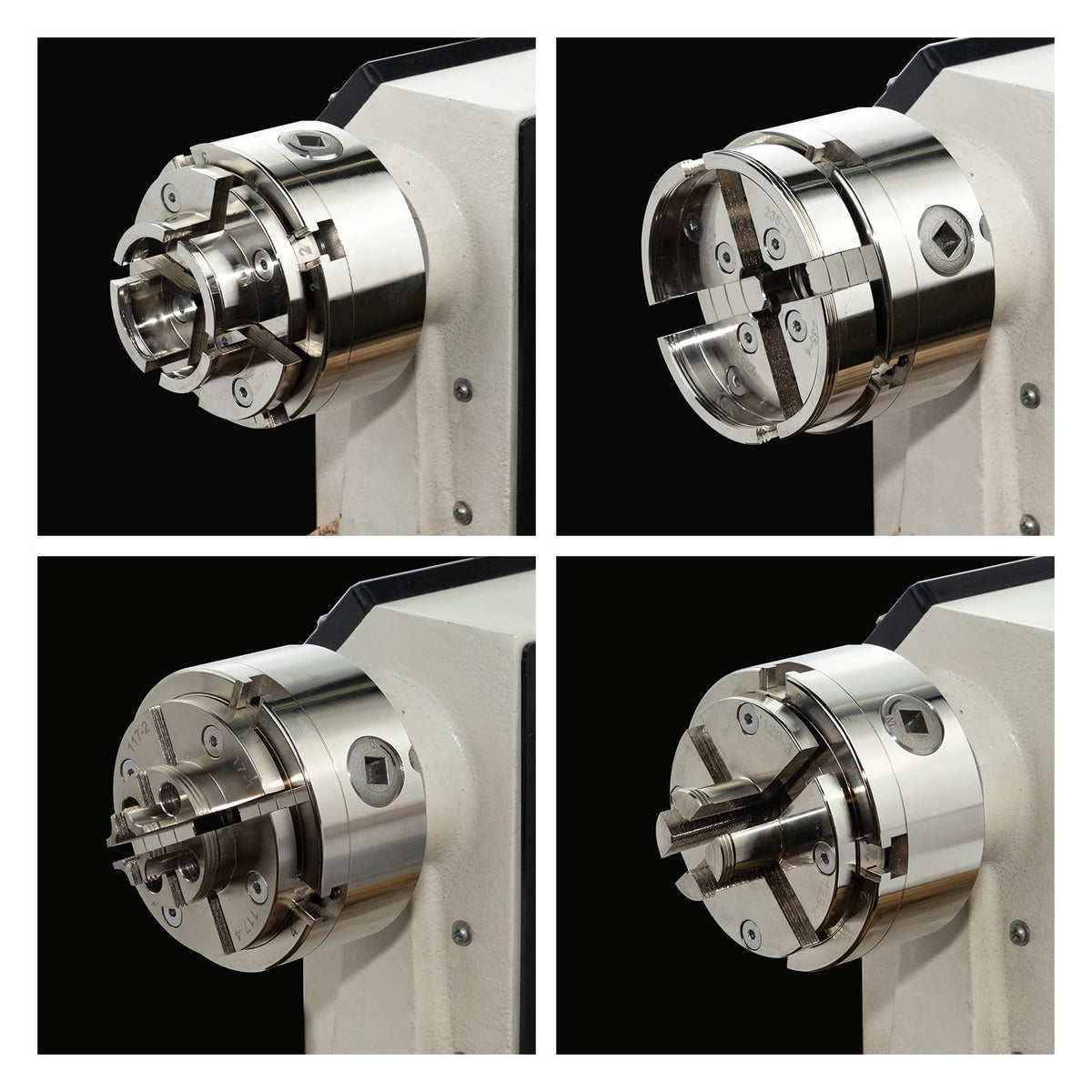 DEEFIINE 4 Inch Wood Lathe Chuck Set 1" x 8TPI Thread & 3/4"x16TPI Adapter, Nickel Plated Self-Centering 4 Jaw Wood Turning Chuck.(4 jaw)
