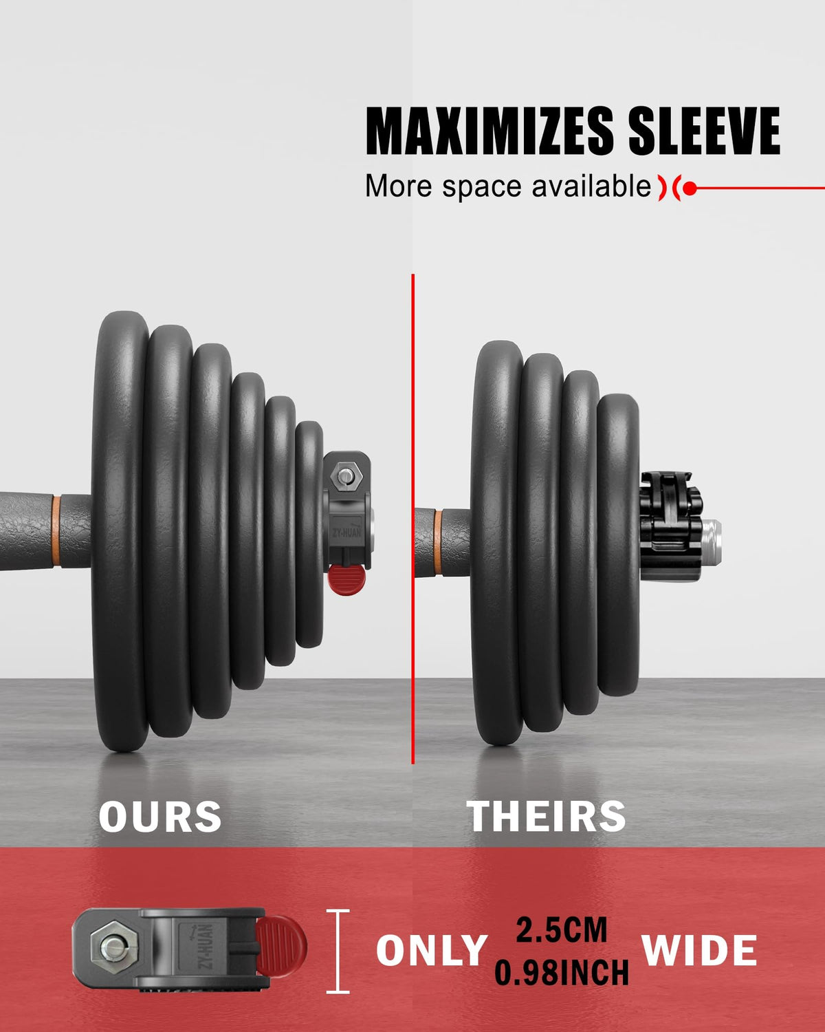 ZY-HUAN MINI Barbell Clips 1 inch I Multi-Size Adjustable Barbell Collar I 1 inch Barbell ClampsIQuick Release Weight Clips Pair of Locking for Dumbbell Bar (Black+Red)