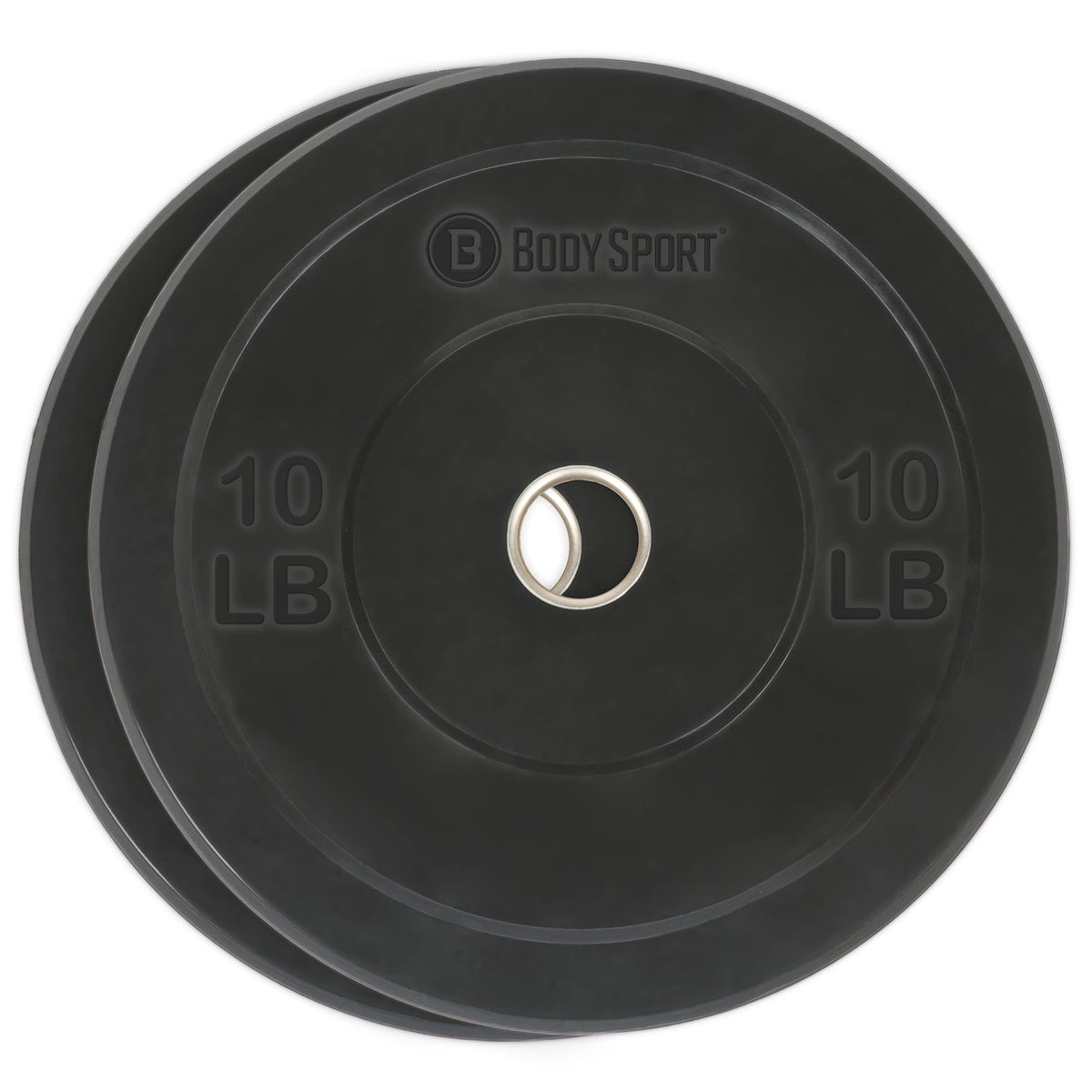 Body Sport Bumper Weight Plates for Training, 10 lb. (2-Pack) - Impact Absorbing Strength Discs with Stainless Steel Insert