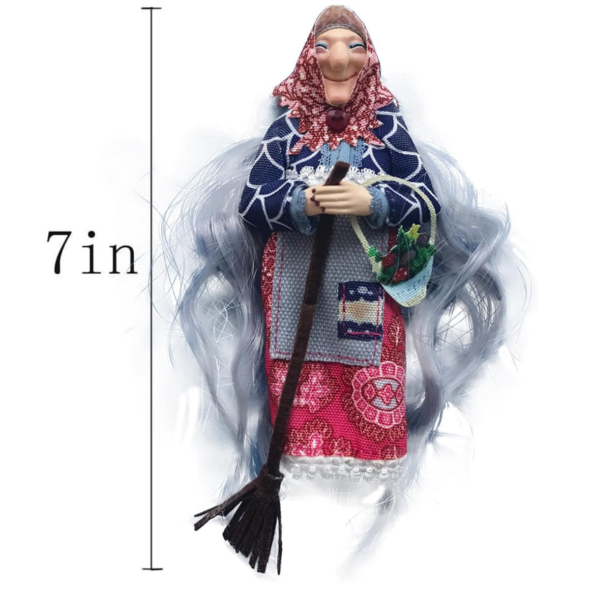 Handmade Kitchen Witch Doll, Good Luck Cooking Dolls Hanging Ornament, Unique Home Decor Figure on Broomsticks for Cooks, Festive Lucks Charm Decoration for Culinary Enthusiasts(A)
