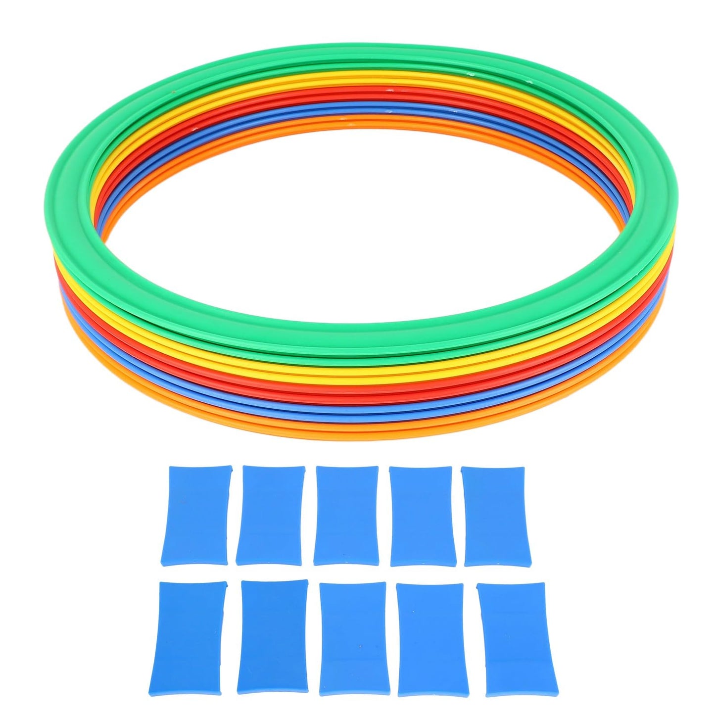 NOENNULL Hopscotch Rings, 10PCS Plastic Round Hoops with 10 Connectors for Toddlers Gross Motor Skills, 11 Inch Indoor Outdoor Agility Rings for Kids Playground Obstacle Course