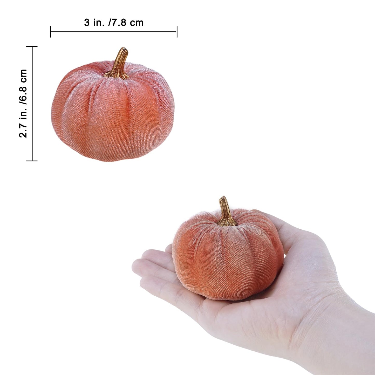 Winlyn 12 Pcs Small Rustic Faux Velvet Pumpkins Decorative Blush Coral Pink Peach Ivory Fabric Foam Pumpkins 3" for Fall Wedding Bbay Shower Thanksgiving Halloween Table Centerpiece Décor