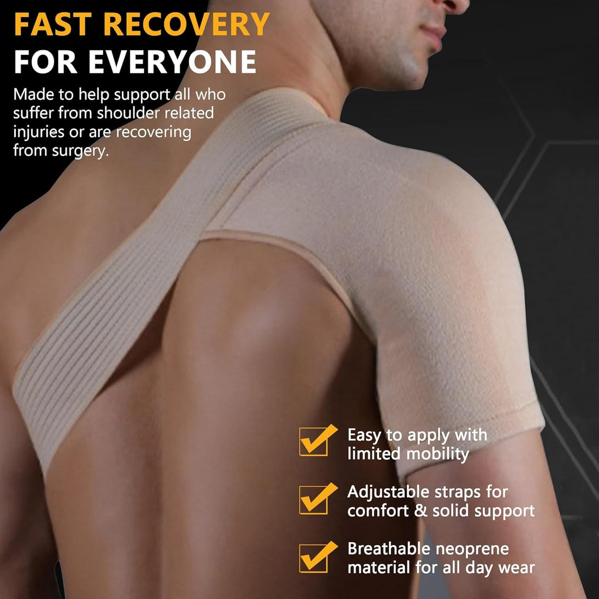 SPOBTRACE Shoulder Brace For Torn Rotator Cuff For Men Women, Adjustable Shoulder Compression Sleeve Support Brace Arm Sling Immobilizer For Pain Relief,Sleep,Injuries(XS/S)