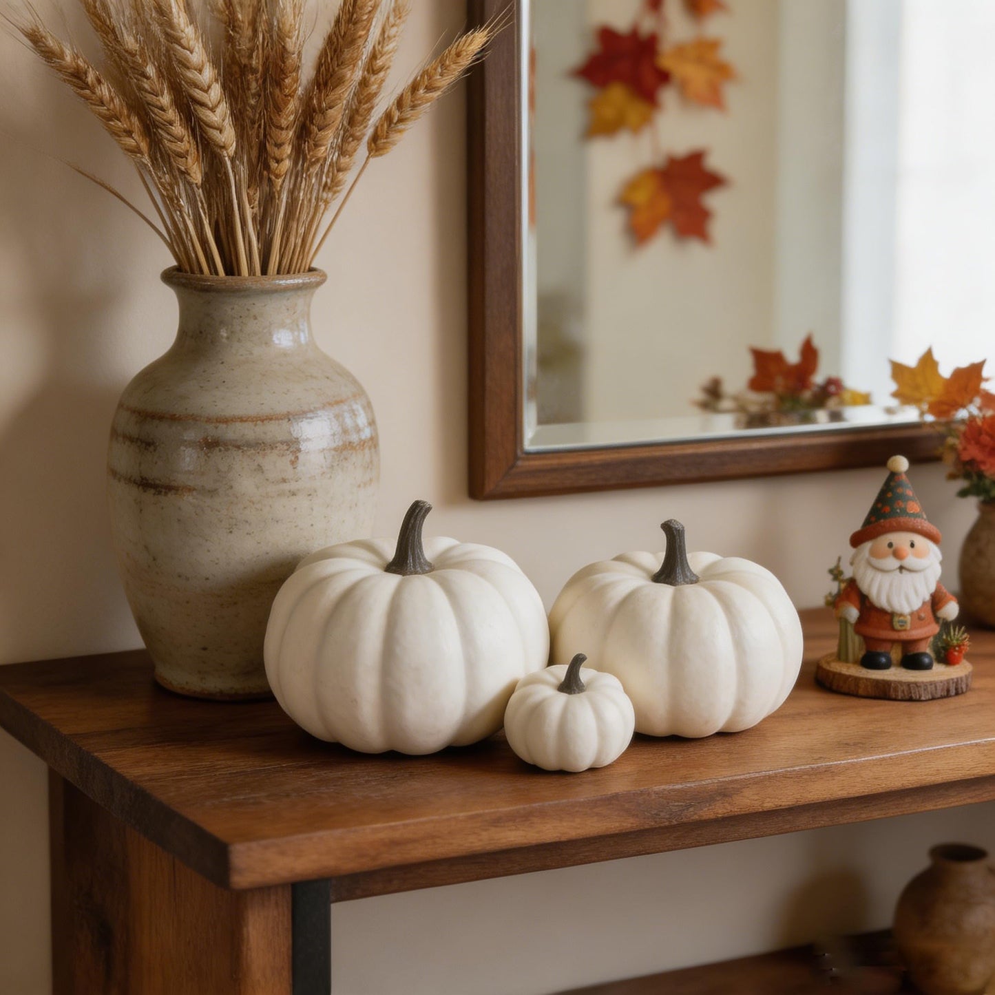 Orgrimmar 12PCS Realistic Artificial Pumpkins Lifelike Fake Pumpkins Table Fireplace Decor for Fall Harvest Wedding Halloween Thanksgiving (White, 12PCS)