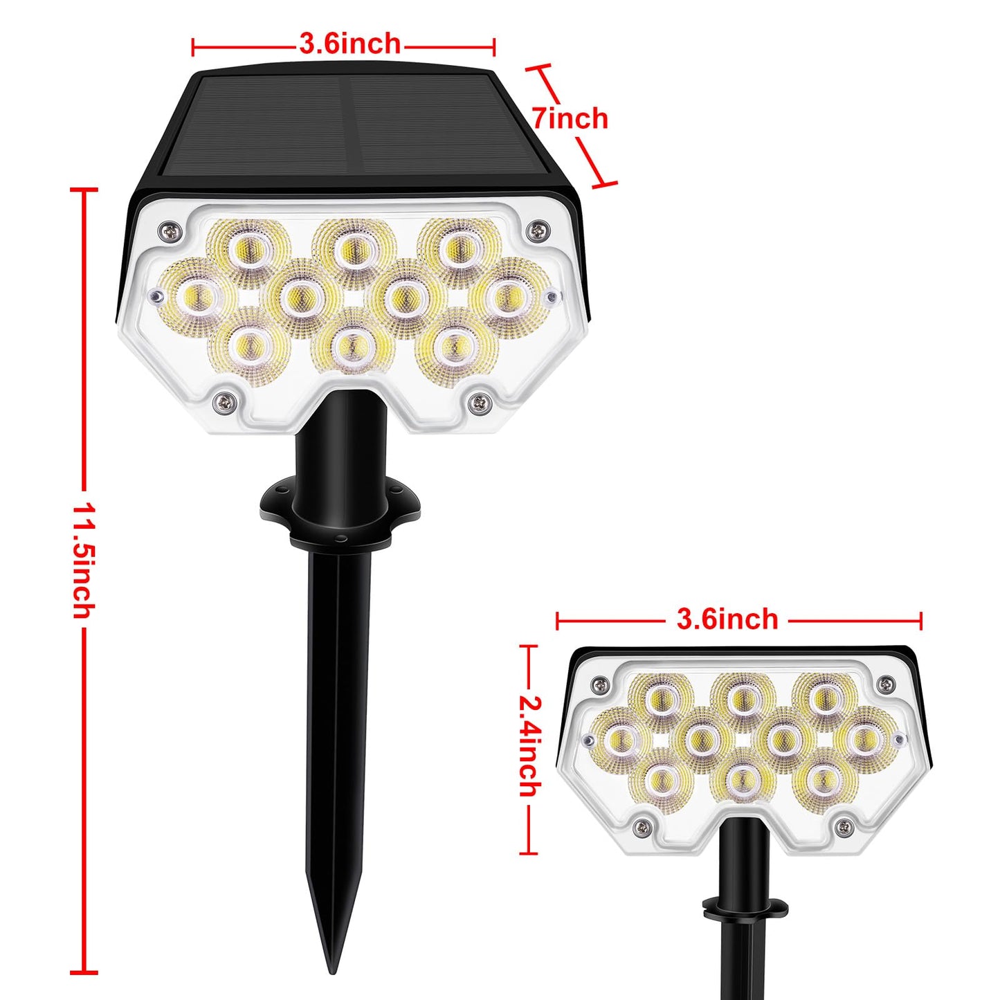 FOSUNKER All-New Solar Spot Lights Outdoor Waterproof，20 LEDs Solar Flag Light with 2 Modes,Landscape Spotlights for Pathway, Patio, Garden, Trees ，Pool(2 Pack,Warm Light)
