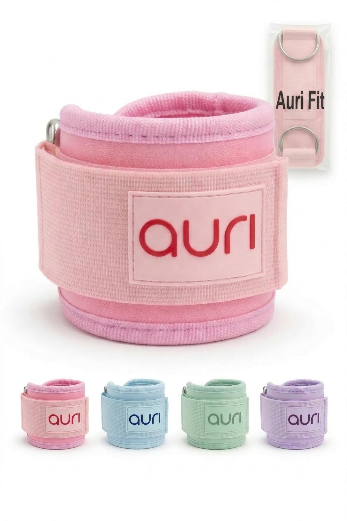 Auri Fit Ankle Strap for Cable Machine - Padded Neoprene Cuff with Stainless Steel D-Ring for Comfort & Support During Glute Kickbacks, Leg Extensions, Hip Abductors & Lower Body Workouts