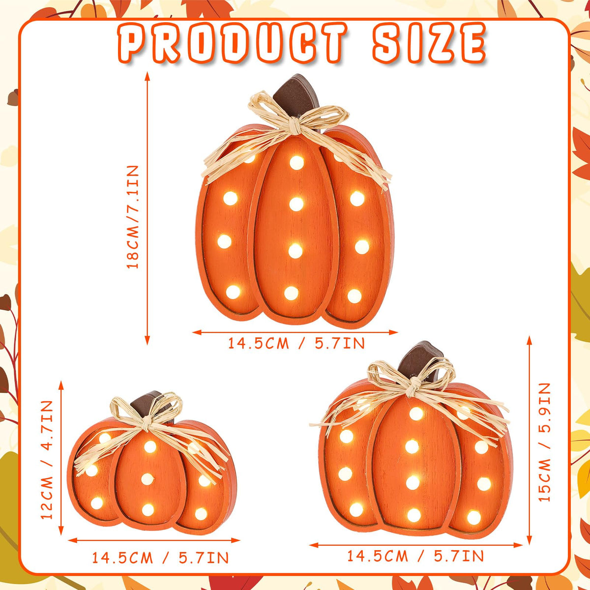 Grinsvalley 3 Pcs Light up Fall Pumpkin Decor Table Centerpieces Wooden Pumpkin Block Sign Rustic Tiered Tray Decorations Standing for Autumn Harvest Farmhouse Fall Mantel Desk Office Party