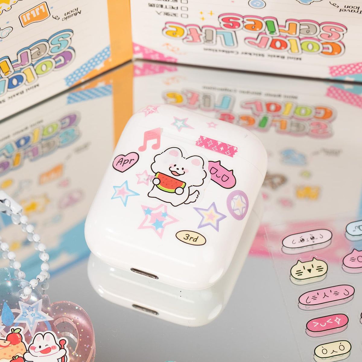 ZHIJIANHZ 64-Sheet Mini Cute Sticker Book Set for Journaling and Scrapbooking, Small PET Stickers with Variety of Shapes, Pink and Blue Color Collection, for Planners and Photocards