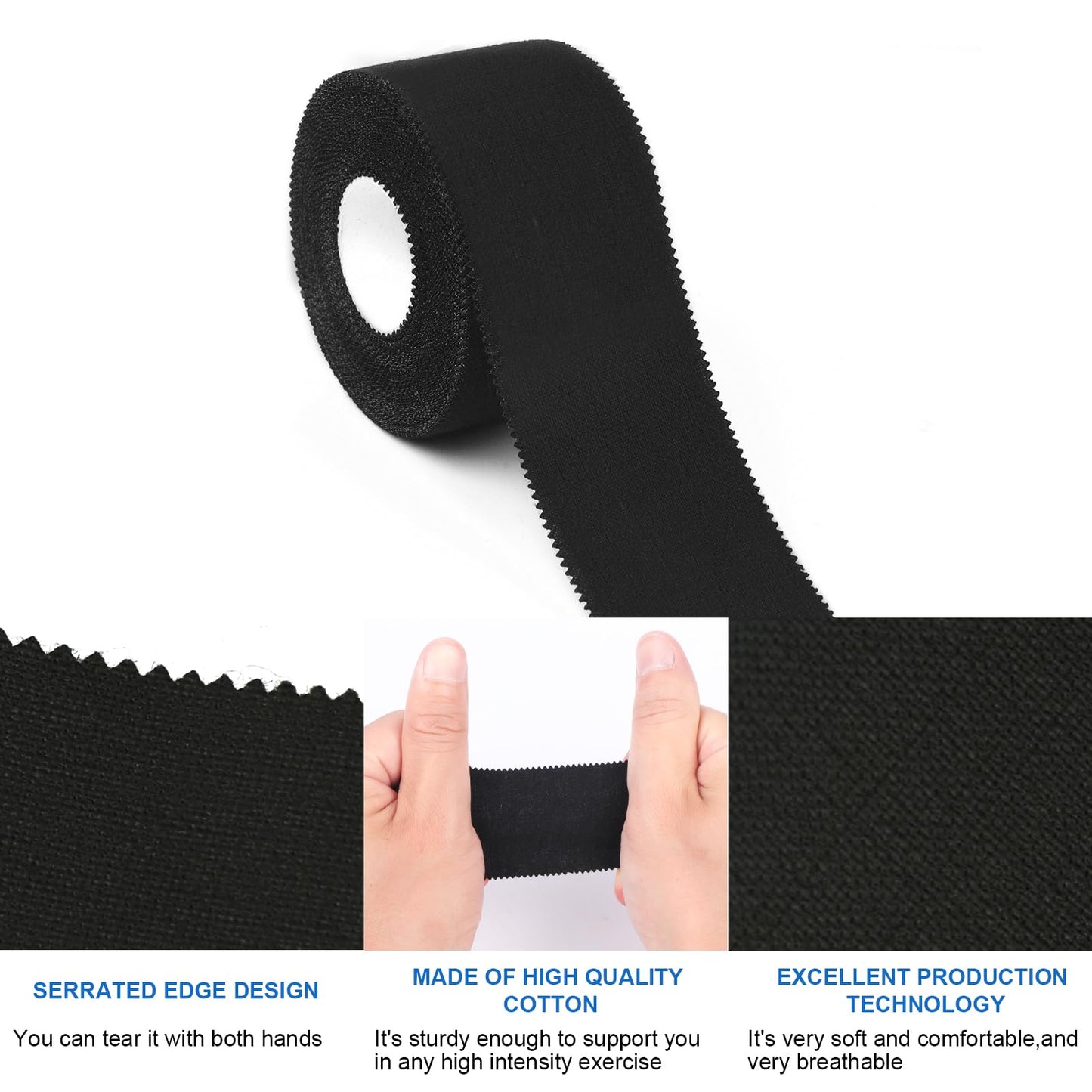 CHMI Athletic Tape,Black Sports Tape (20 Pack), 200 Yards Rolls Very Strong Easy Tear NO Sticky Residue Best Tape for Gymnastics Climbing Bat Injuries Medical (1.5 Inch X 200 Yards).