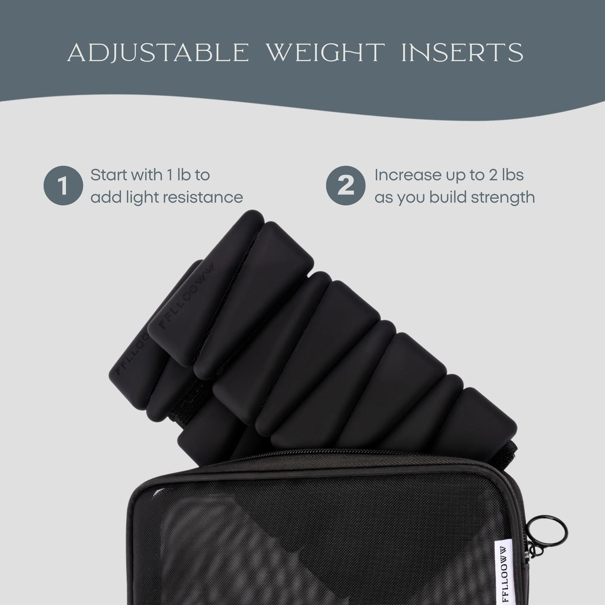 FFLLOOWW Adjustable Ankle & Wrist Weights Set, 2 lbs Each (4 lbs Total), Soft Comfortable Weights for Walking, Pilates, Barre & Home Workouts with Secure Fit for Women & Men