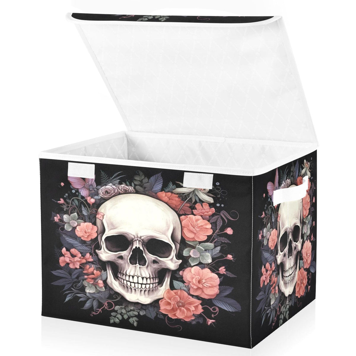xigua Skull Storage Bins with Lids and Carrying Handle,Foldable Storage Boxes Organizer Containers Baskets Cube with Cover for Home Bedroom Closet Office