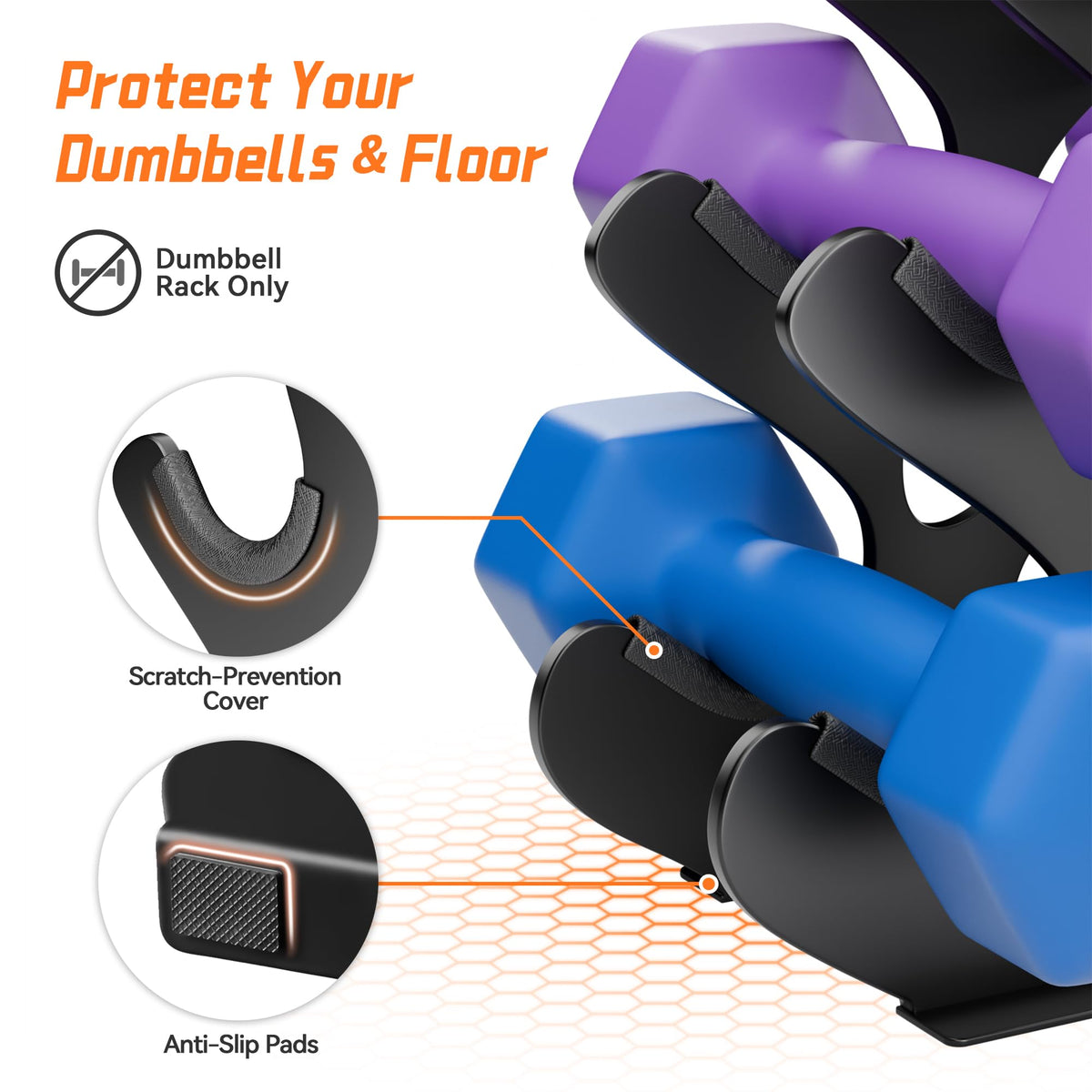 3 Tier Dumbbell Rack, Weight Rack For Home Gym, Dumbbell Stand for Free Weights