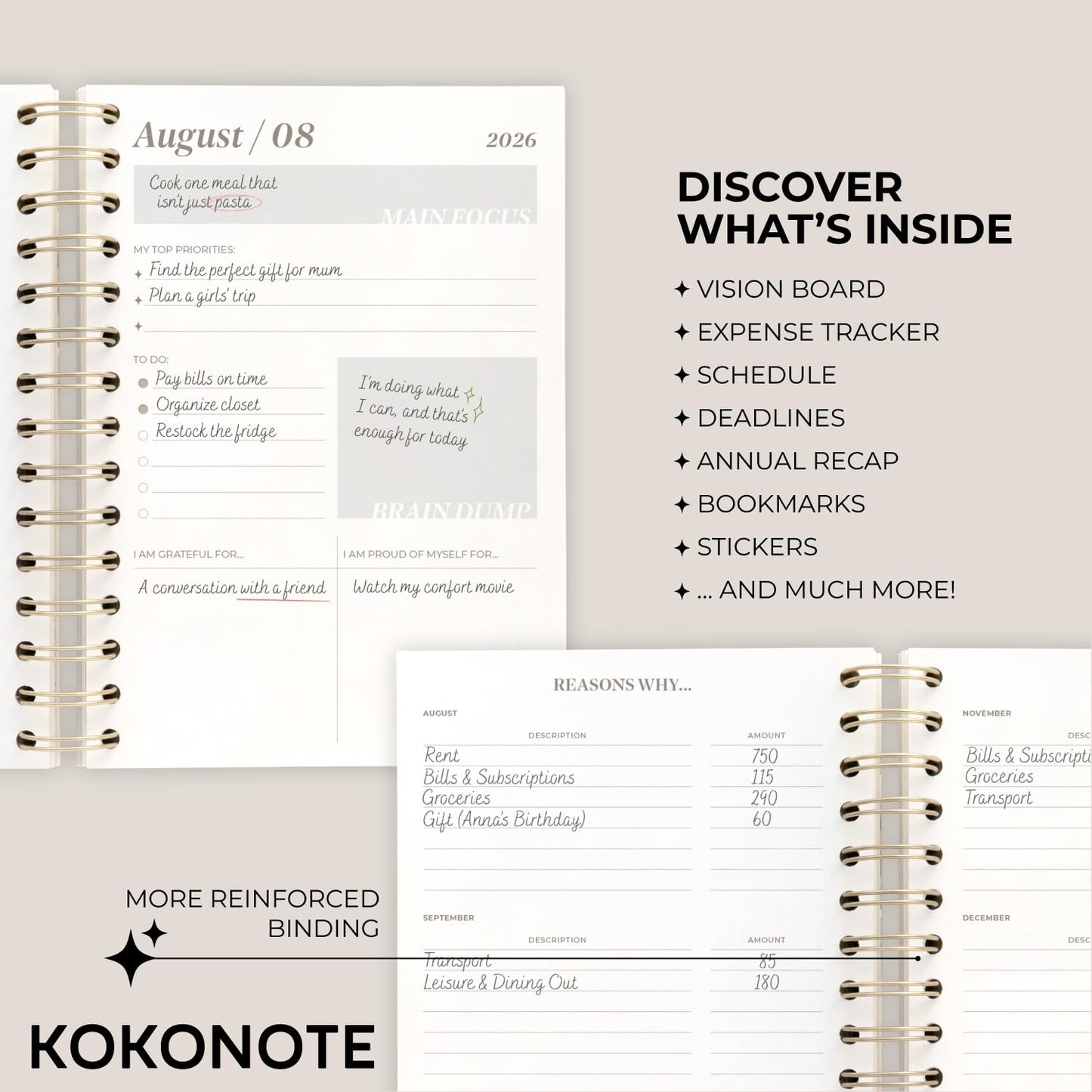 KOKONOTE Planner 2026-2027 Van Gogh - Planner for Women 17 Month (Aug 26/ Dec 27) | Weekly & Monthly Academic Planner 2026-2027 | 6.4" x 7.9" | Hardcover Agenda 2026 | Thick paper 120 g/m²