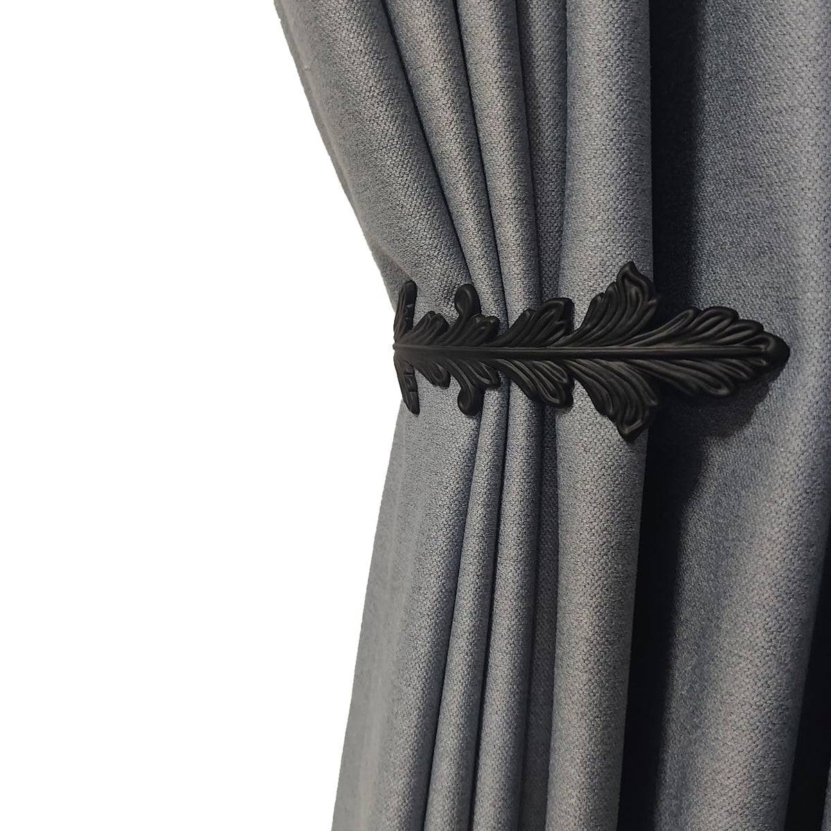 Refila Curtain Holdbacks Vintage Leaf Design Curtain Drapery Tie Back - 2PCS (Black)