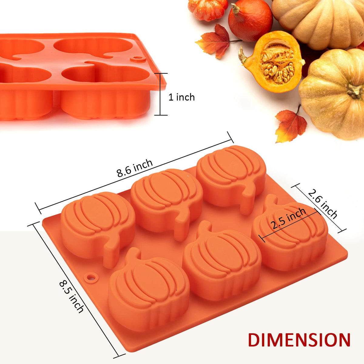 Pumpkin Muffin Mold 3 Pack Pumpkin Cake Pan Silicone Molds, Mini Cake Trays Thanksgiving Halloween Baking Molds Cupcake Pan Hot Chocolate Bomb Mold for Thanksgiving Fall Baking