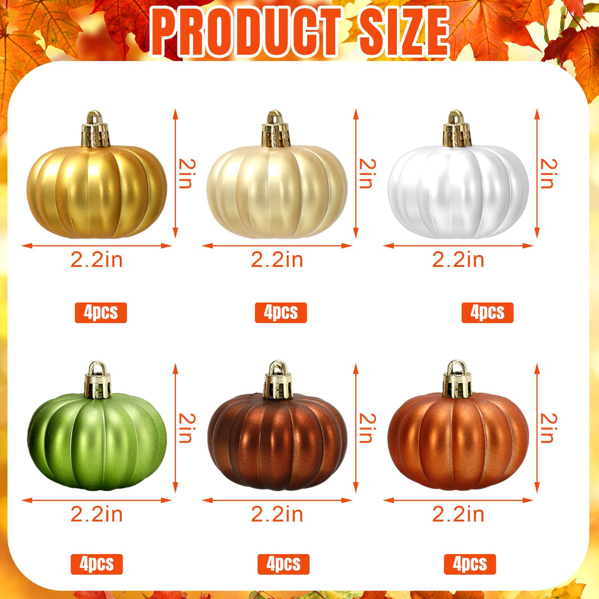 JarThenaAMCS 24Pcs Fall Pumpkin Hanging Ornaments Mini Pumpkin Ball Ornaments Thanksgiving Hanging Decorations for Autumn Harvest Christmas Party Tree Home Wall Decor