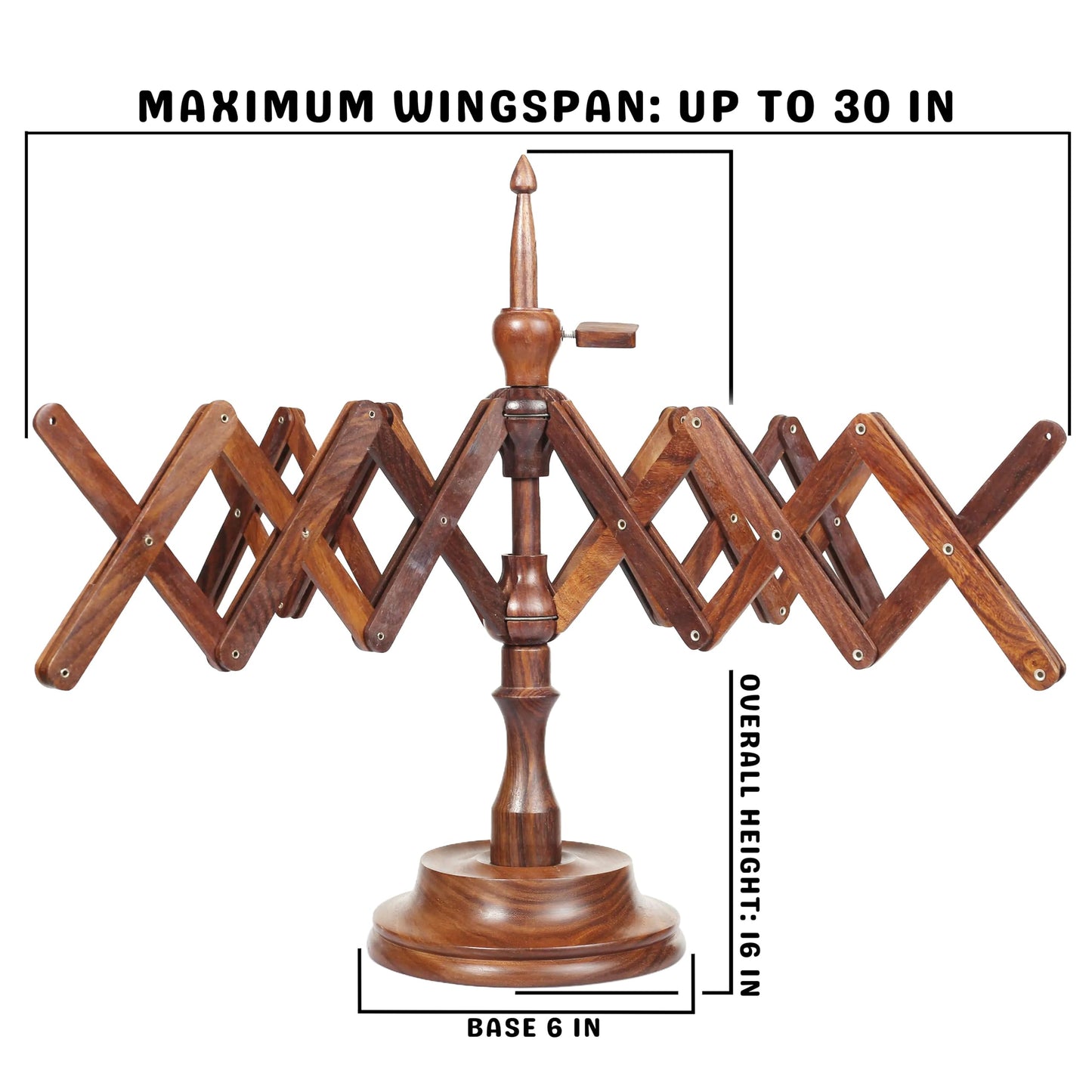 Bhartiya Handicrafts Wooden Yarn Ball Winder & Table Top Swift Set, Hand Operated Rosewood Combo Winder, Large Capacity 8 to 10 oz Yarn Fiber Winder, Wool String Swift Winder (Rosewood Winder & Swift)