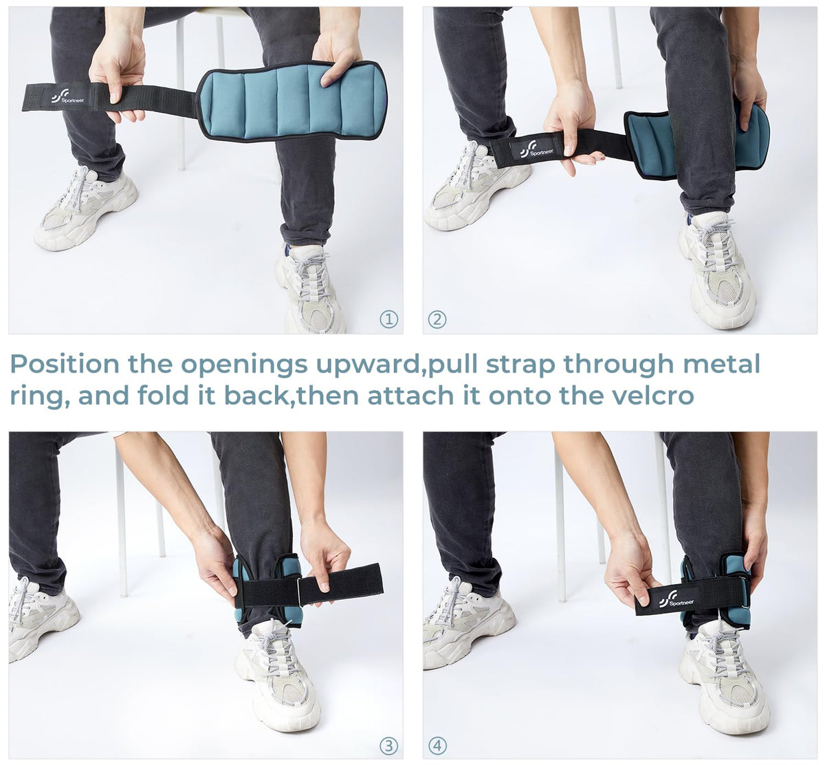 Sportneer Adjustable Ankle/Wrist Weights for Men Women Kids, Weighted Leg & Cuff Strength Training for Yoga Walking Running Aerobics Gym Fitness Physical Therapy (Dusty Blue, 2 lbs (x2))