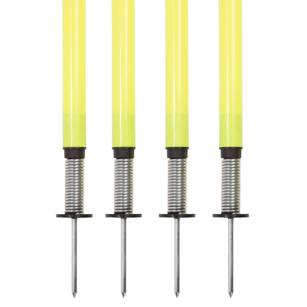 Champion Sports Outdoor Sports Agility Pole Set, 4 Rubber Bases with 12 PVC Poles, 66 Inches, Yellow