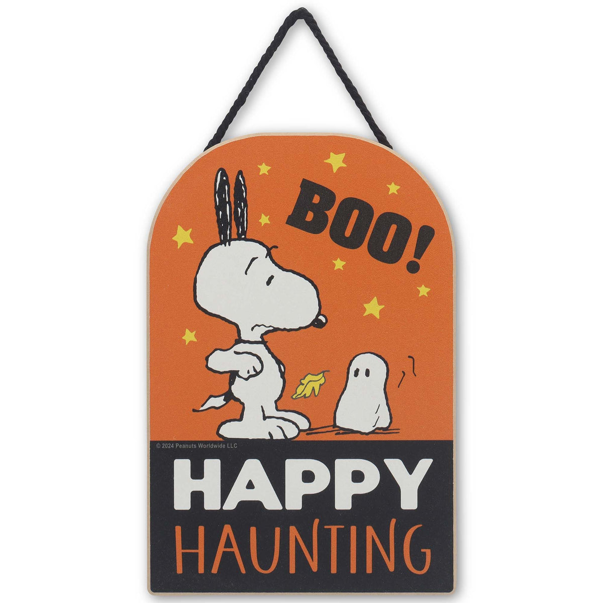 Peanuts Snoopy and Woodstock Happy Haunting Hanging Wood Decor - Fun Peanuts Halloween Decoration for Home