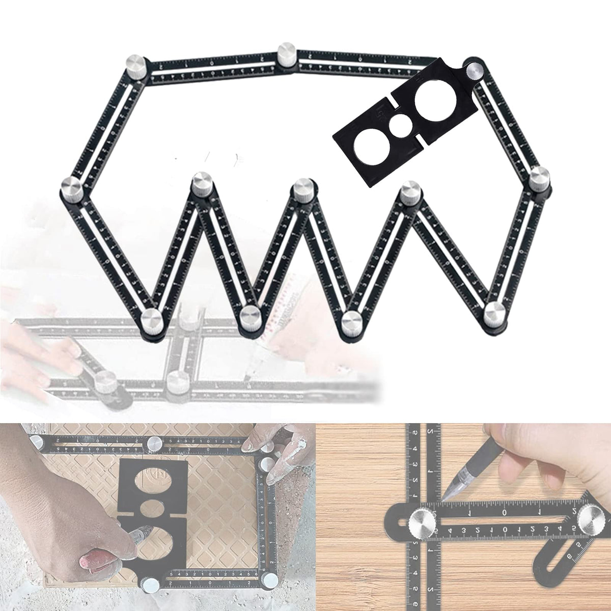 Multi-Angle Measuring Ruler - 12-Side Hole Positioning Aluminum Alloy Template Tool With Universal Drilling Locator