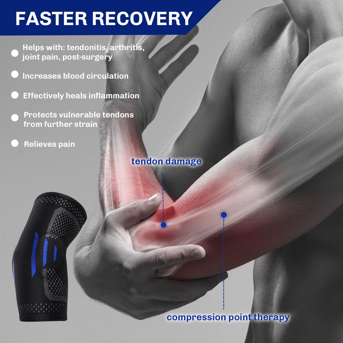 GINTRON Tennis Elbow Brace for Men Women, Compression Sleeve with Integrated Elbow Pads Breathable Tendonitis elbow Support Protector for Sports Golfer's Elbow Arthritis Treatment Reduce Joint Pain
