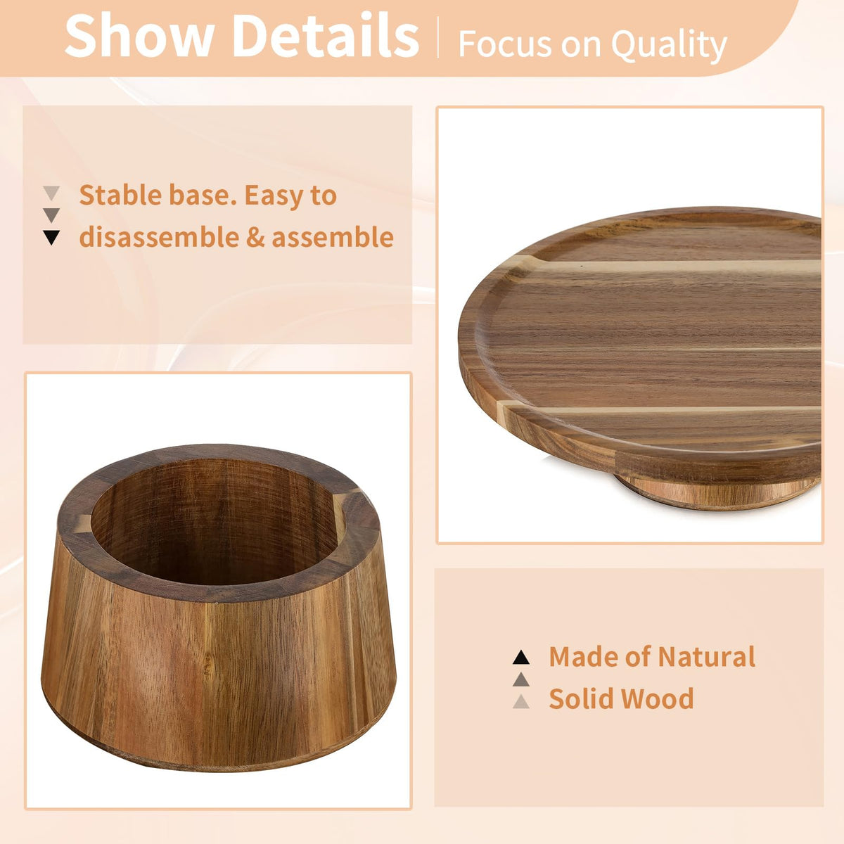 NUPTIO Wood Cake Stand Cupcake Stand: Small Round Cake Display Holder 7.6 Inch Pastry Stands Muffin Snack Platter for Kitchen Wedding Reception Bakery Baby Shower Graduation Dessert Table- 6 Inch Cake