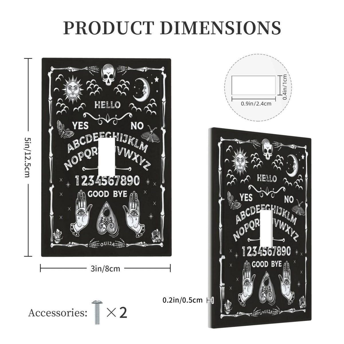Wpshijia Black Witchy Skeleton Skull Gothic Sun Moon 1 Gang Novelty Light Switch Covers Decorative Unique Single Toggle Wall Plate Switchcover Electrical Switchplate for Bathroom Bedroom Decor