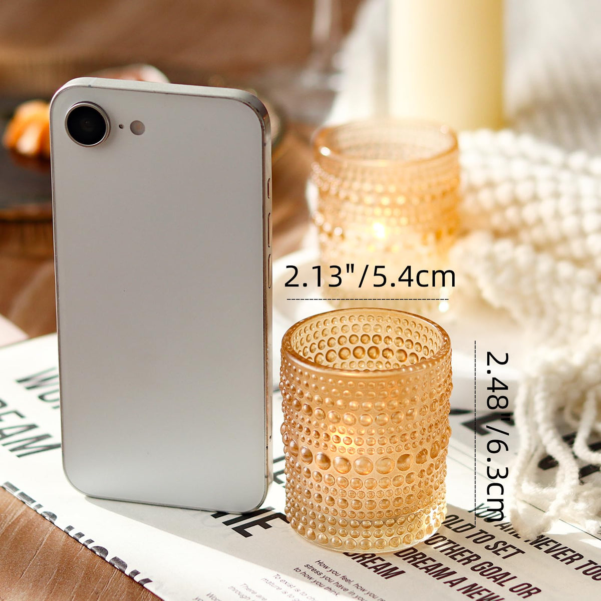 WDHODEC Gold Candle Holders 12 PCS, Glass Votive Tealight Candle Holders for Fall Thanksgiving Christmas Table Centerpiece Wedding Decorations