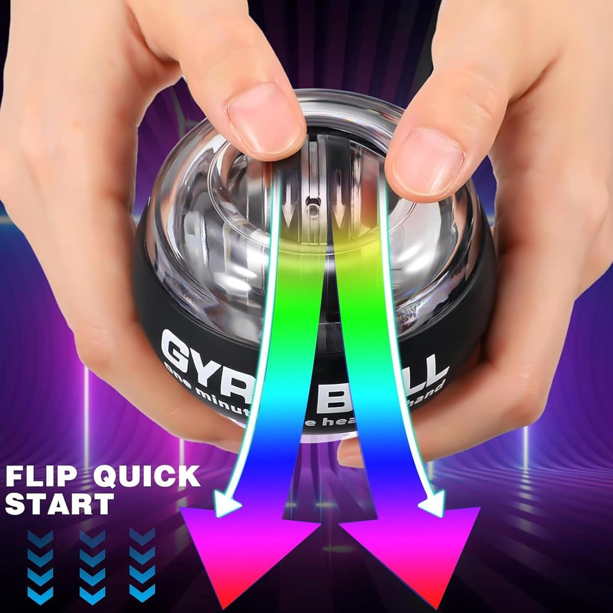 Torque Ball Hand Exerciser - Self-Starting Wrist Power Gyro Balls with Auto-Start Colorful LED Lighting, 2026 Internal Resistance System Torque-Ball (Red)