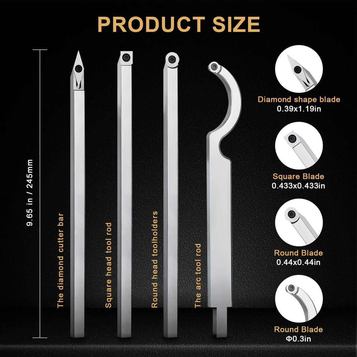Lathe Tools,Wood Lathe Tools with Removable Handle, 【Latest Upgraded】Turning Tool with Adjustable Connector including Swan Neck Hollower, Rougher, Finisher(Alloy Tool Set) Black
