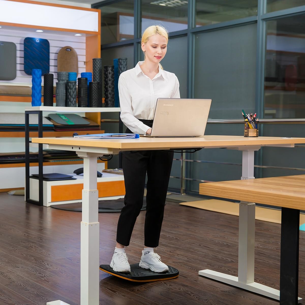 ZEALTOP Standing Desk Anti fatigue Balance Board standing desk mat wobble board Rocker Board Comfort Mat for Office (Large Size)