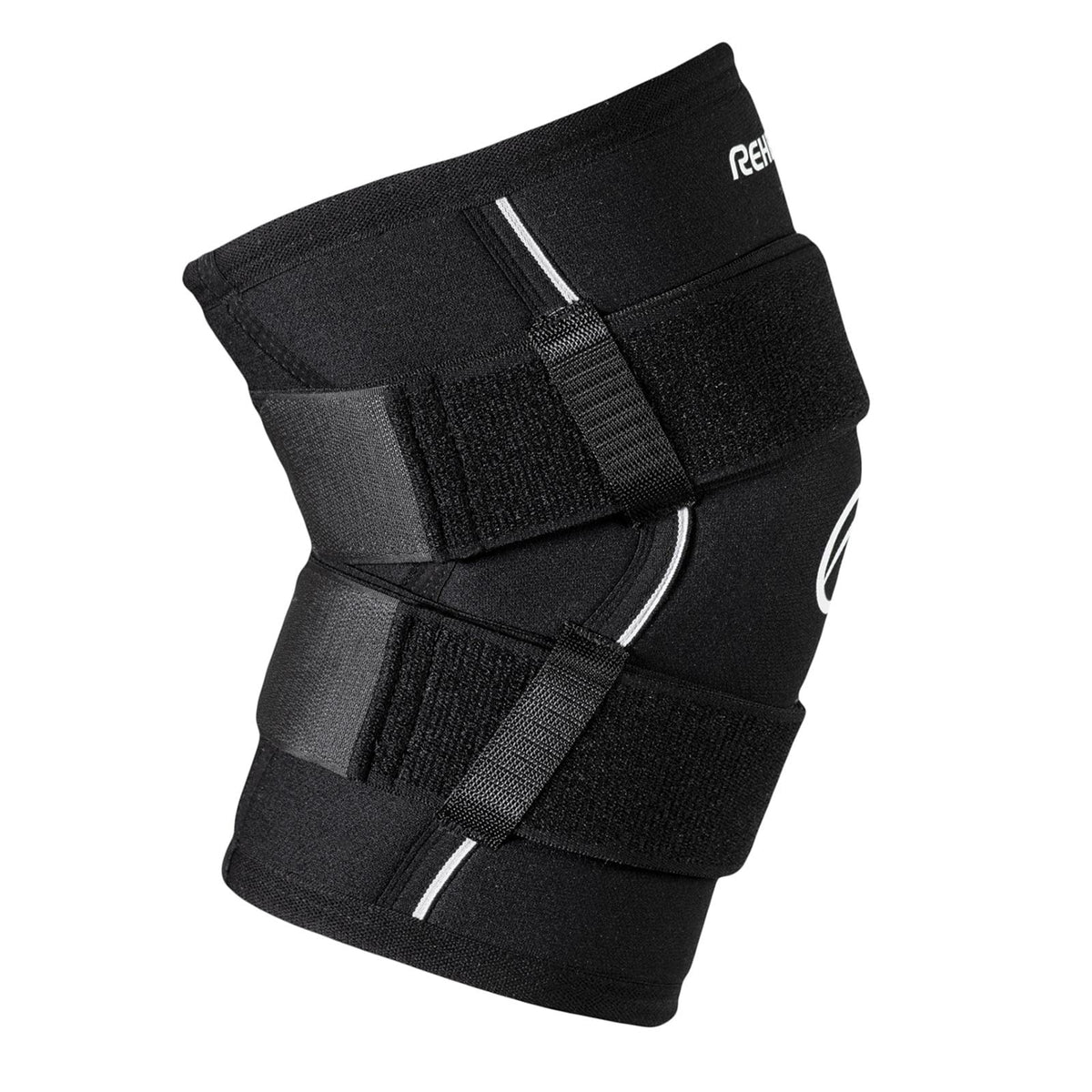 Rehband X-RX Knee Support with Straps, 1 piece, strong knee sleeve 7mm neoprene for heavyweight workouts, weightlifting & strongman, Colour:Black, Size:Large