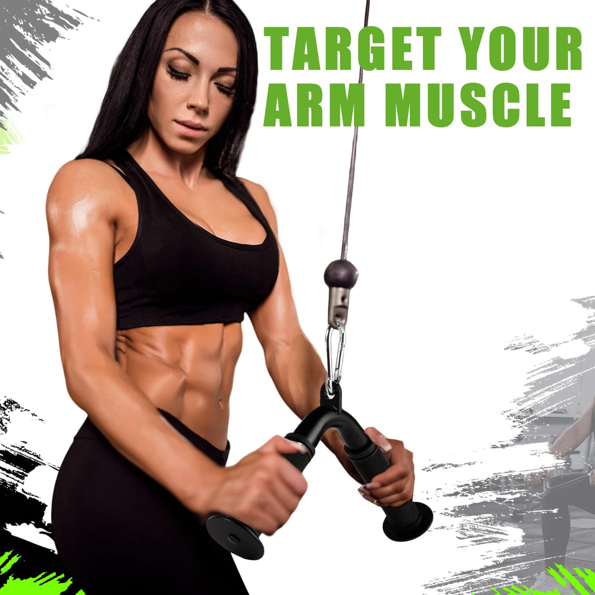 Lovind Tricep Pull Down Attachment,Bigger V Bar Attachment ,Tricep Rope Cable Machine Attachment, Cable Machine Accessories with Upgrated Grip for Home Gym Equipment (Tricep V Bar&Rope)