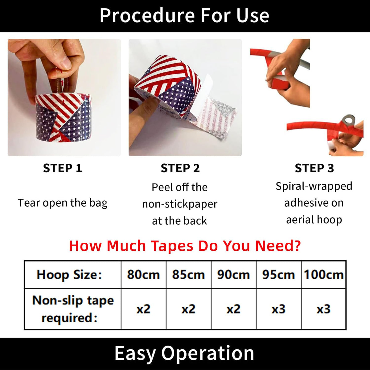 PRIOR FITNESS Aerial Lyra Hoop Anti Skid Tape Aerial Hoop Lyra Non Slip Grip Tape Yoga Rig Belt for Exercises Gymnastics Acrobatics Kinesiology (Red)