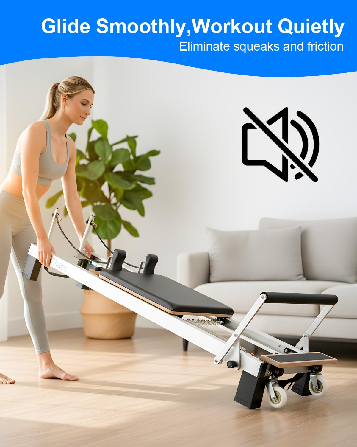 Replacement Roller Wheels Compatible with Aero Pilates Reformer Machine, Pilates Reformer Replacement Parts, White, 4 Pcs
