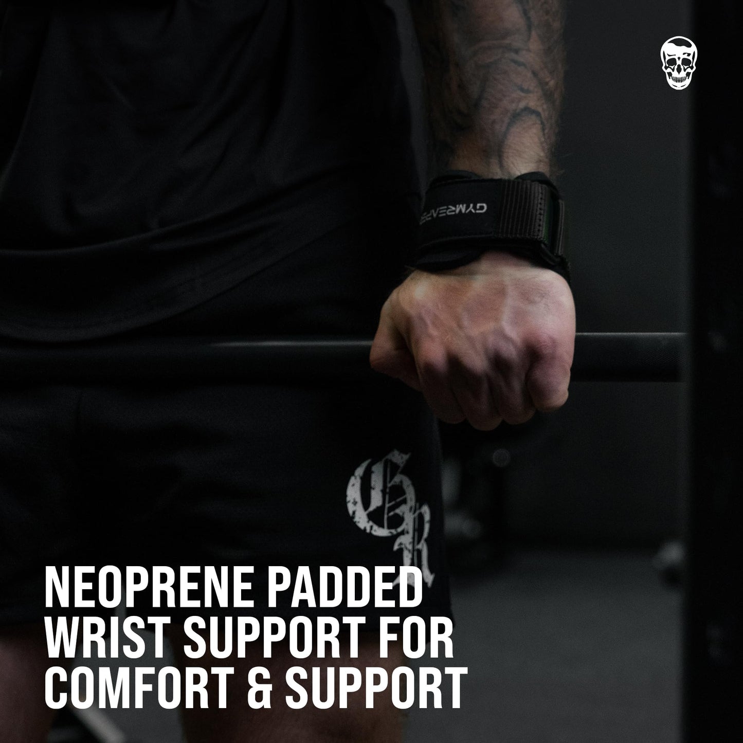 Gymreapers Weight Lifting Grips (Pair) for Heavy Powerlifting, Deadlifts, Rows, Pull Ups, with Neoprene Padded Wrist Wraps Support and Strong Rubber Gloves or Straps for Bodybuilding (Black, Small)
