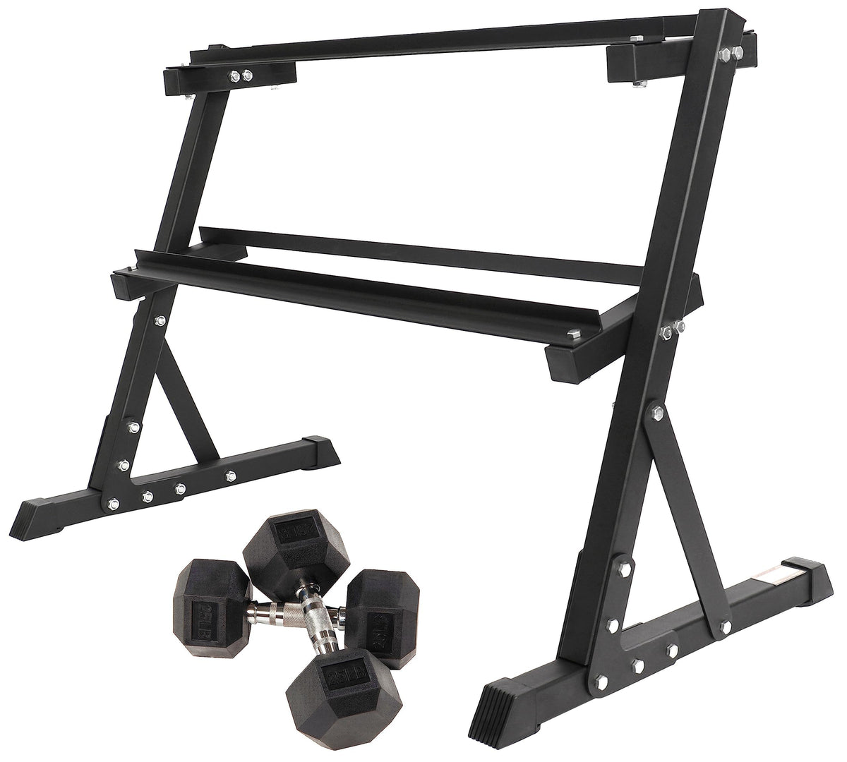BalanceFrom Dumbbell Rack Multifunctional Weight Stand for Home Gym, 25LB Pair Dumbbell with 2 Tier Weight Rack