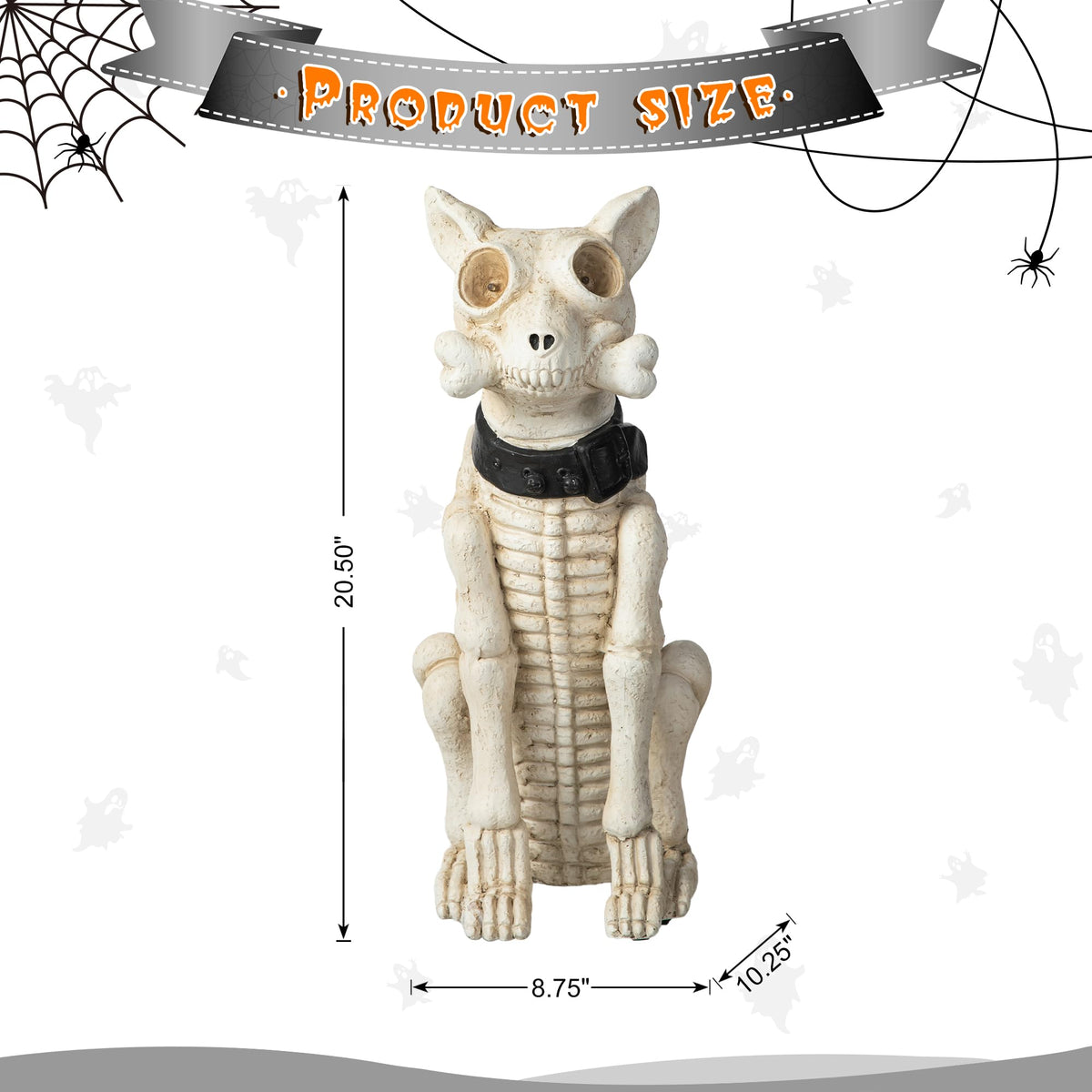 Glitzhome Halloween Porch Decorations, Lighted Halloween Front Porch Standing Sign Decor with Timer, MGO Skeleton Dog Sign for Indoor Patio Party, 20.5" H