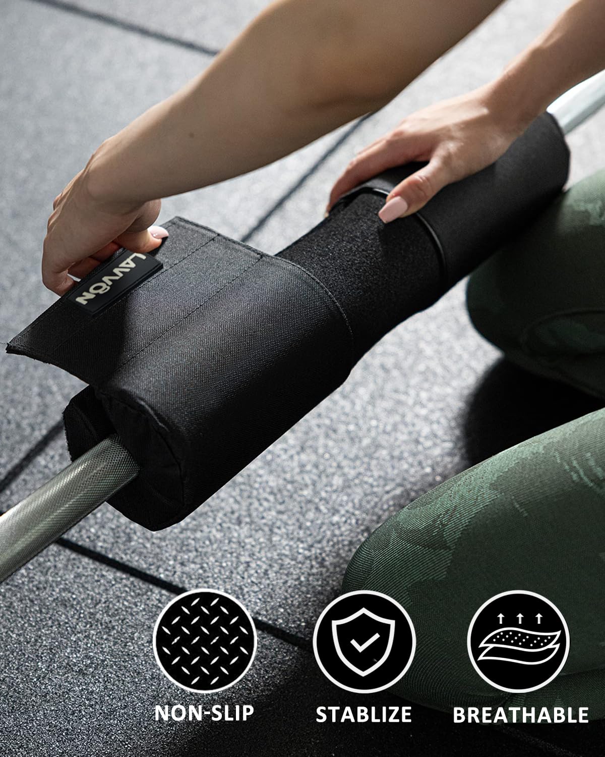 Barbell Squat Pad Set Nylon Padding AntiSlip- Thick Foam Barbell Pad for Squats Cushion,Lunges&Bar Padding for Hip Thrusts -Standard Weight Bar Pad -With Wrist Straps Weightlifting (Ankle-Black)