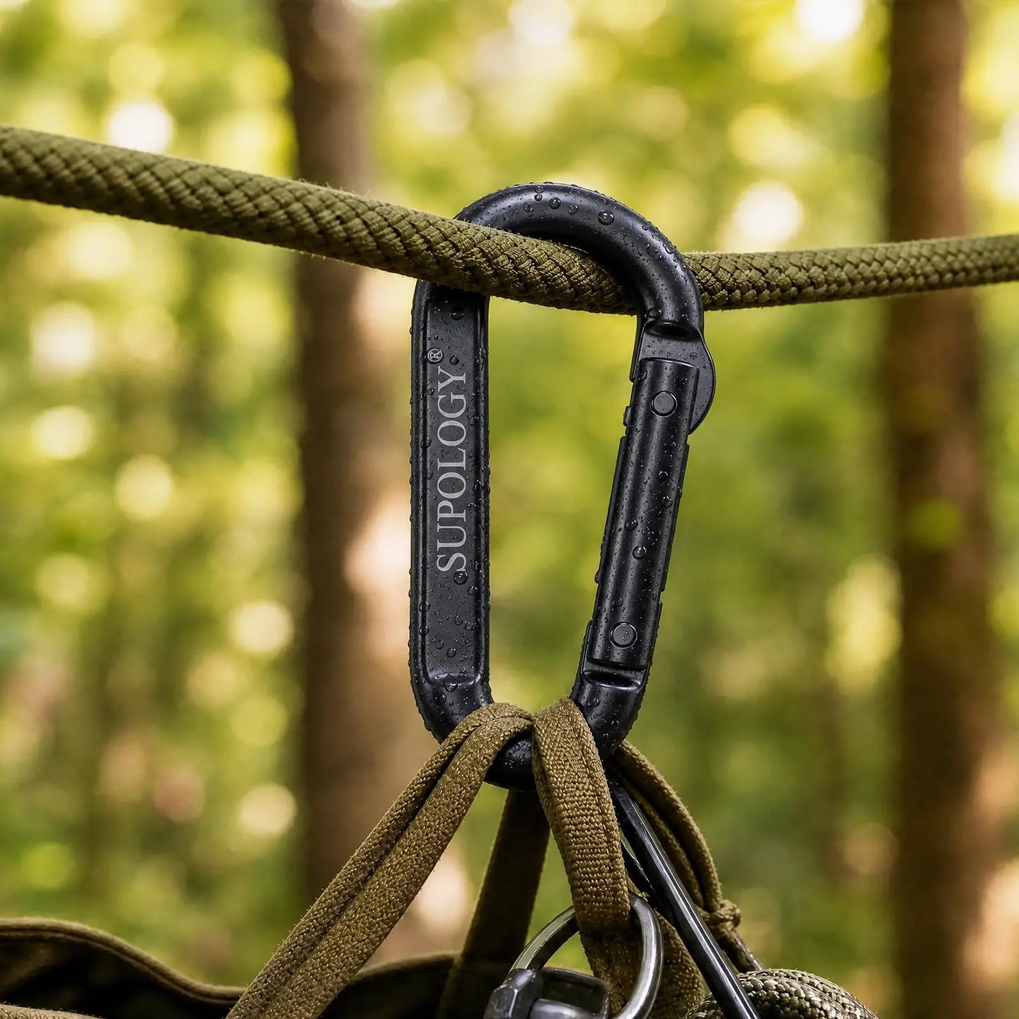 Carabiner Clips, 900 LBS 2.5" Iron Heavy Duty Caribeaners for Hammocks, Camping Accessories, Hiking and Gym, D Shaped Spring Hook Small Carabiners for Dog Leash, Key Ring (20PCS)