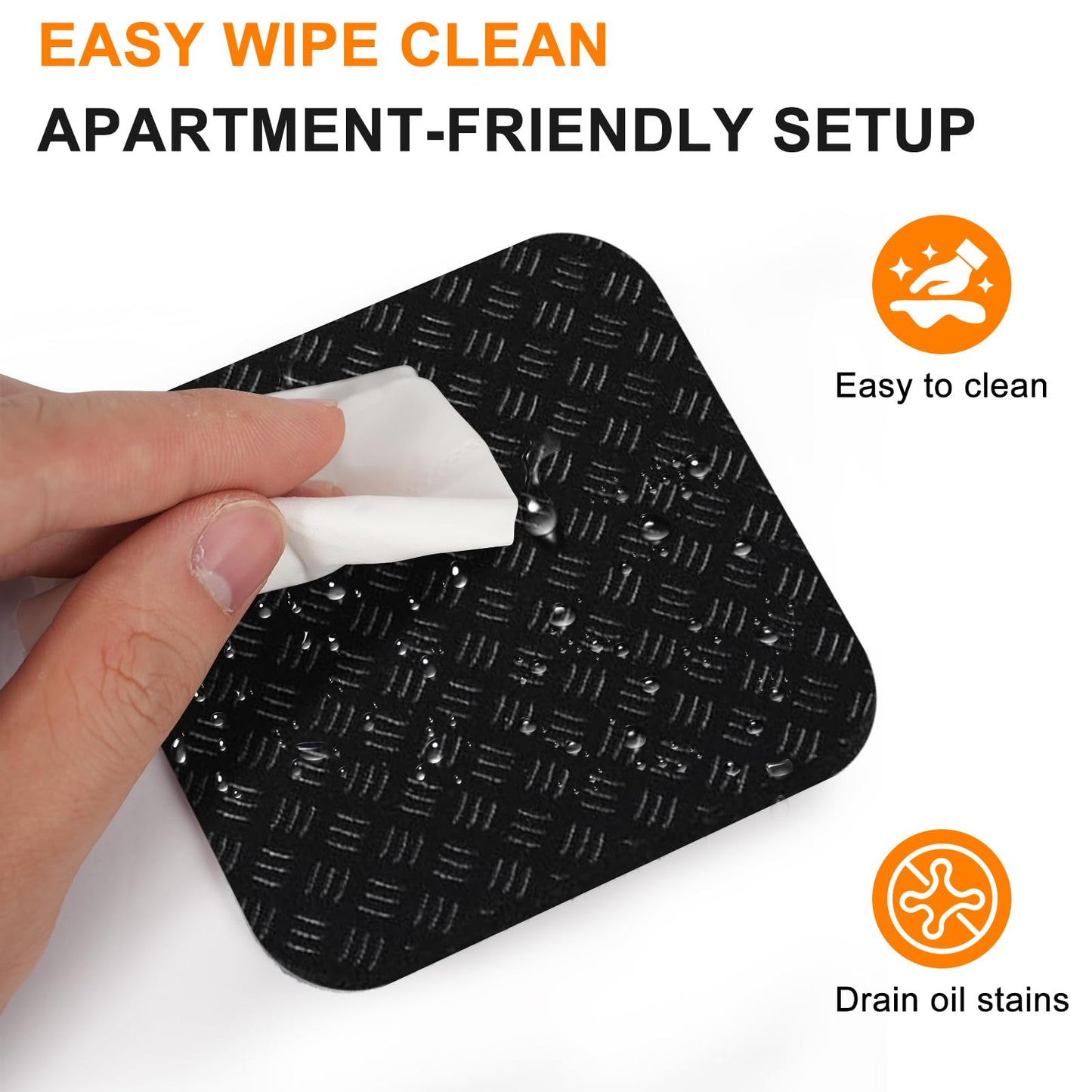 Compact Silicone Treadmill Mat, Non-Slip Shock Absorbing Pad, Floor Protector for Home Gym Equipment, Easy to Clean, Anti-Vibration, Prevents Floor Damage (4, 3.94x3.94x0.2inch)