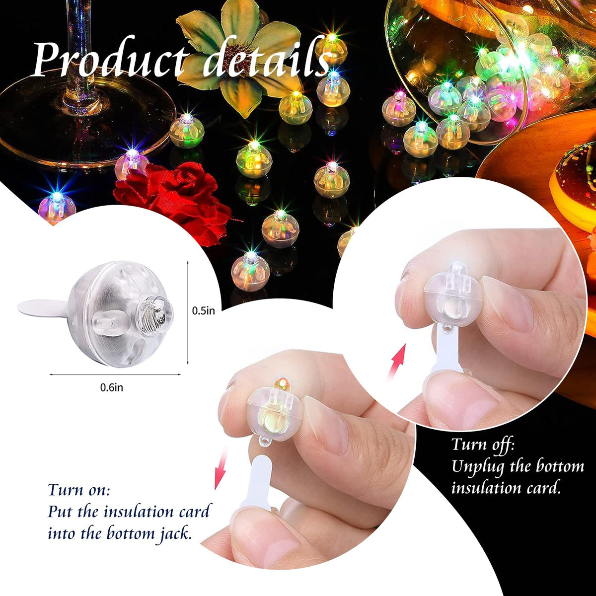 chzk 200pcs Balloon Lights Cool White & Rainbow Mini LED Lights Round Long Standby Time Ball Lamps for Easter Birthday Party Christmas Halloween Decoration