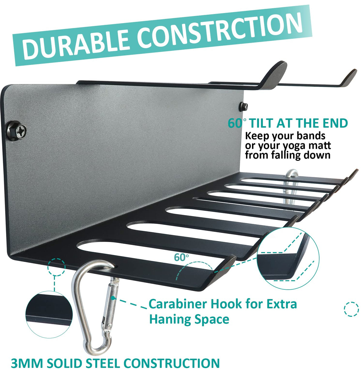 Multi-Purpose Gym Storage Rack Resistance Bands Holder Home Gym Accessories Storage Fitness Bands Rack Heavy Duty Hooks for Resistance Bands, Straps, Jump Ropes, Foam Rollers, Chains