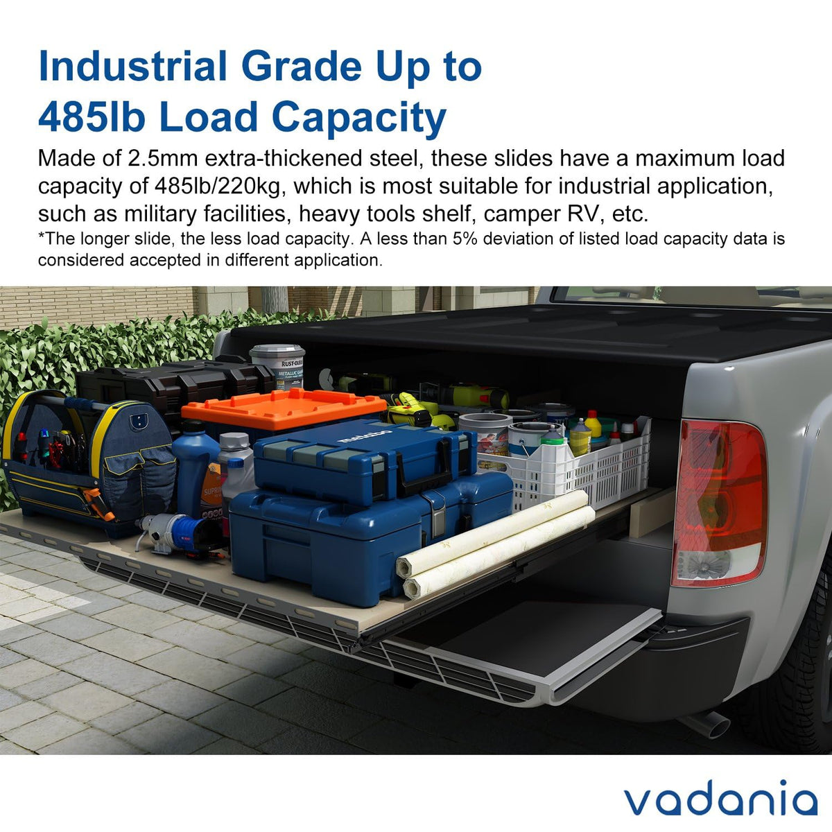 VADANIA 60" Ultra Heavy Duty Drawer Slide with Lock #D76, 3" Widening Black-electroplated Cold-Rolled Steel, Industrial Grade Heavy Load Capacity, 3-Fold Full Extension, Side Mount, 1-Pair