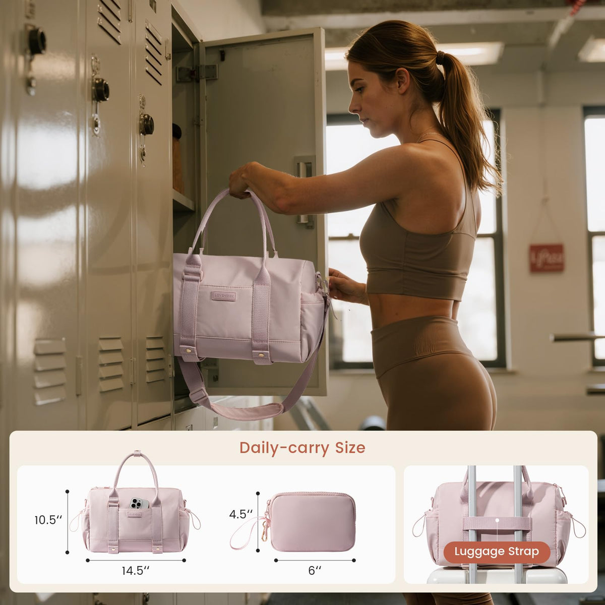LOVEVOOK Small Gym Bag for Women with Yoga mat Holder, Mini Duffle Bag for Travel with Wet Pocket, Overnight Personal Item Bags, Lightweight Carry on Weekender Duffel for Workout, Dance, Ballet