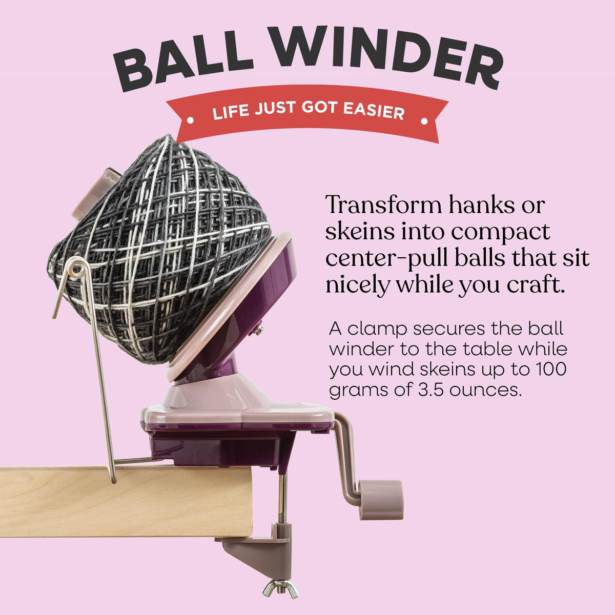 Knit Picks Yarn Winding Bundle - Yarn Ball Winder and Birch Wooden Yarn Swift