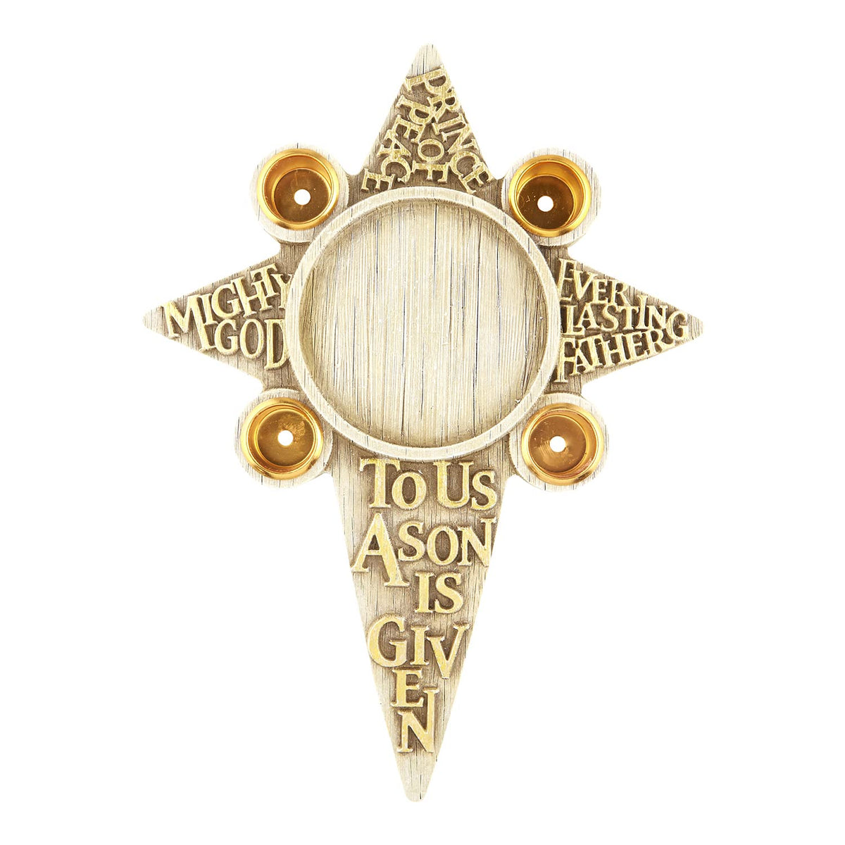 Avalon Gallery Sculpted Resin Advent/Christmas Candle Holder, 7.25" x 9.75", Angel Nativity Wreath
